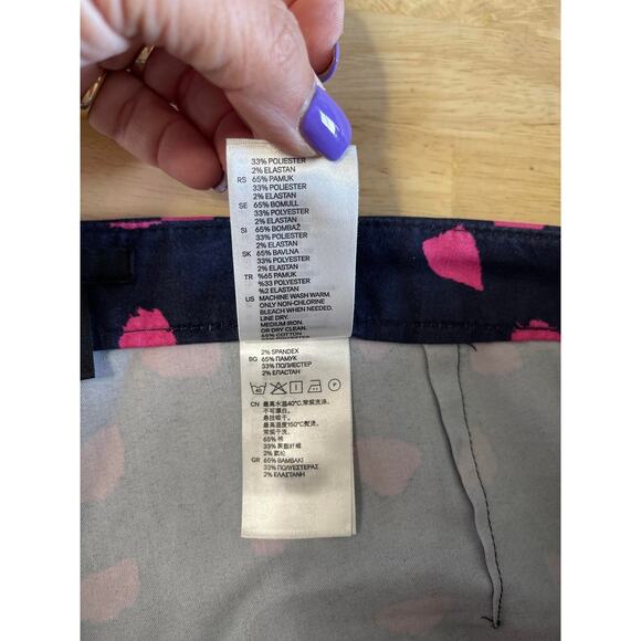 H & M women's slacks pants trousers chinos women's 14 blue navy pink fuchsia - Picture 9 of 12